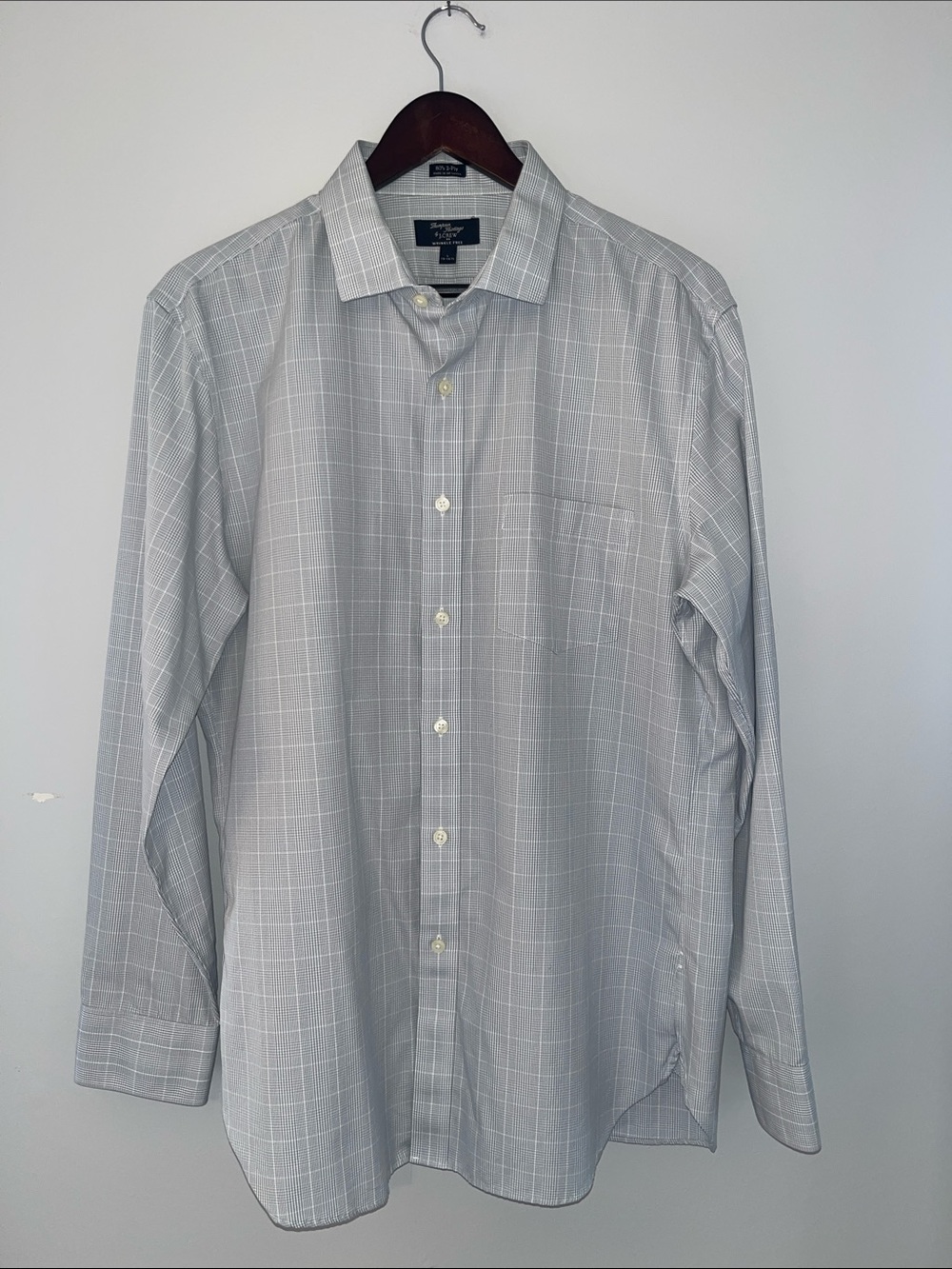J. Crew Gray Windowpane Dress Shirt - Large, 16-16.5